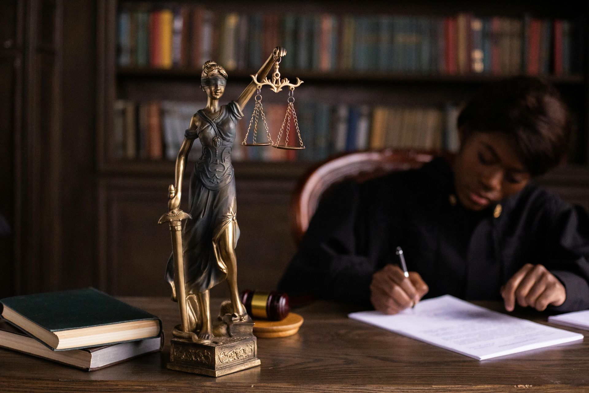 Legal professional reviewing official paperwork