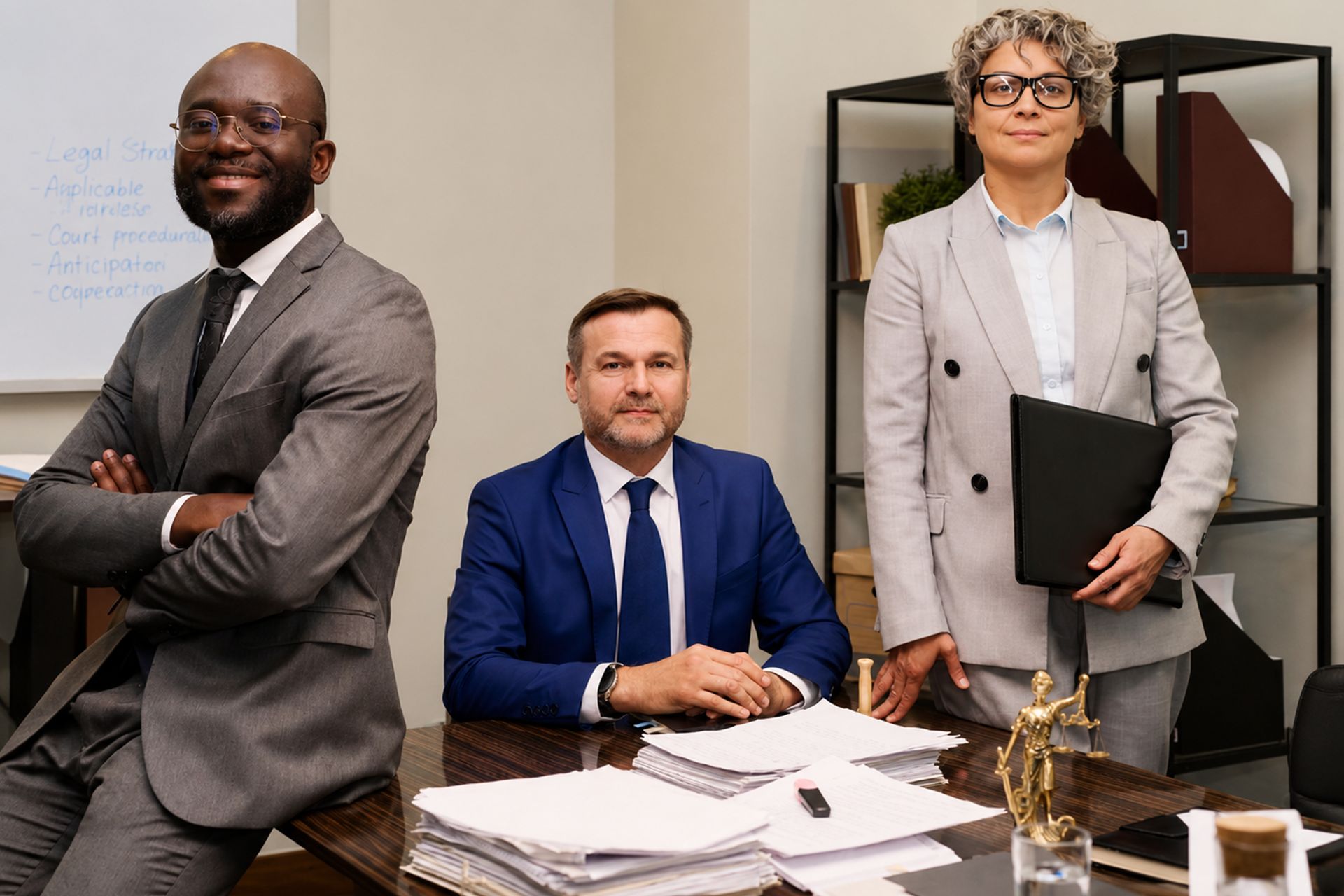 Business professionals reviewing foreign investor agreement documentation for international compliance and apostille requirements
